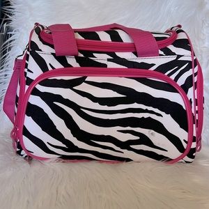 Pink black and white polka dot small/medium overnight bag
